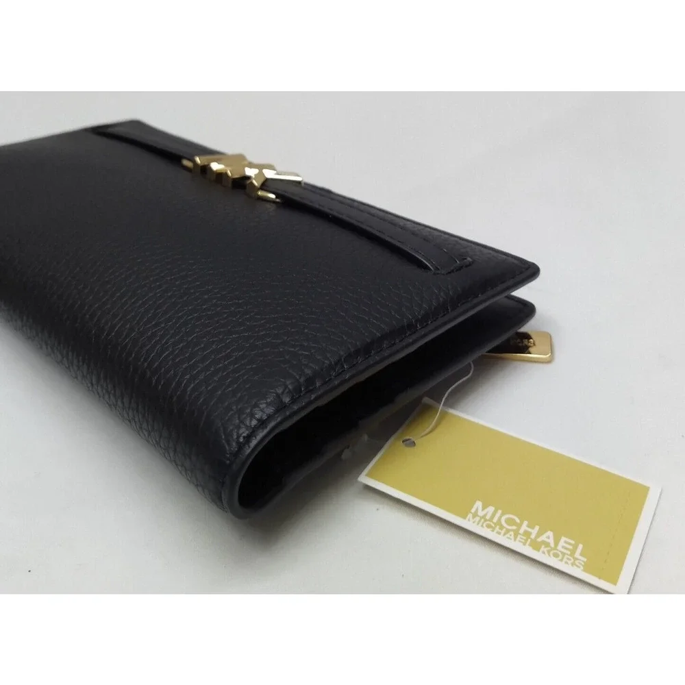 Michael Kors Black Pebbled Leather Credit Card Bifold Wallet - NWT $298